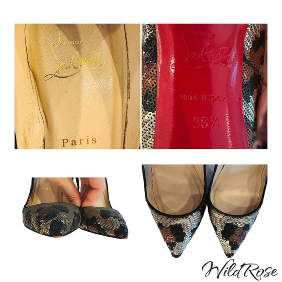 CHRISTIAN LOUBOUTIN BROWN SILVER BLACK LEOPARD PAILLETTES SEQUIN PIGALLE 36.5 - Picture 16 of 16